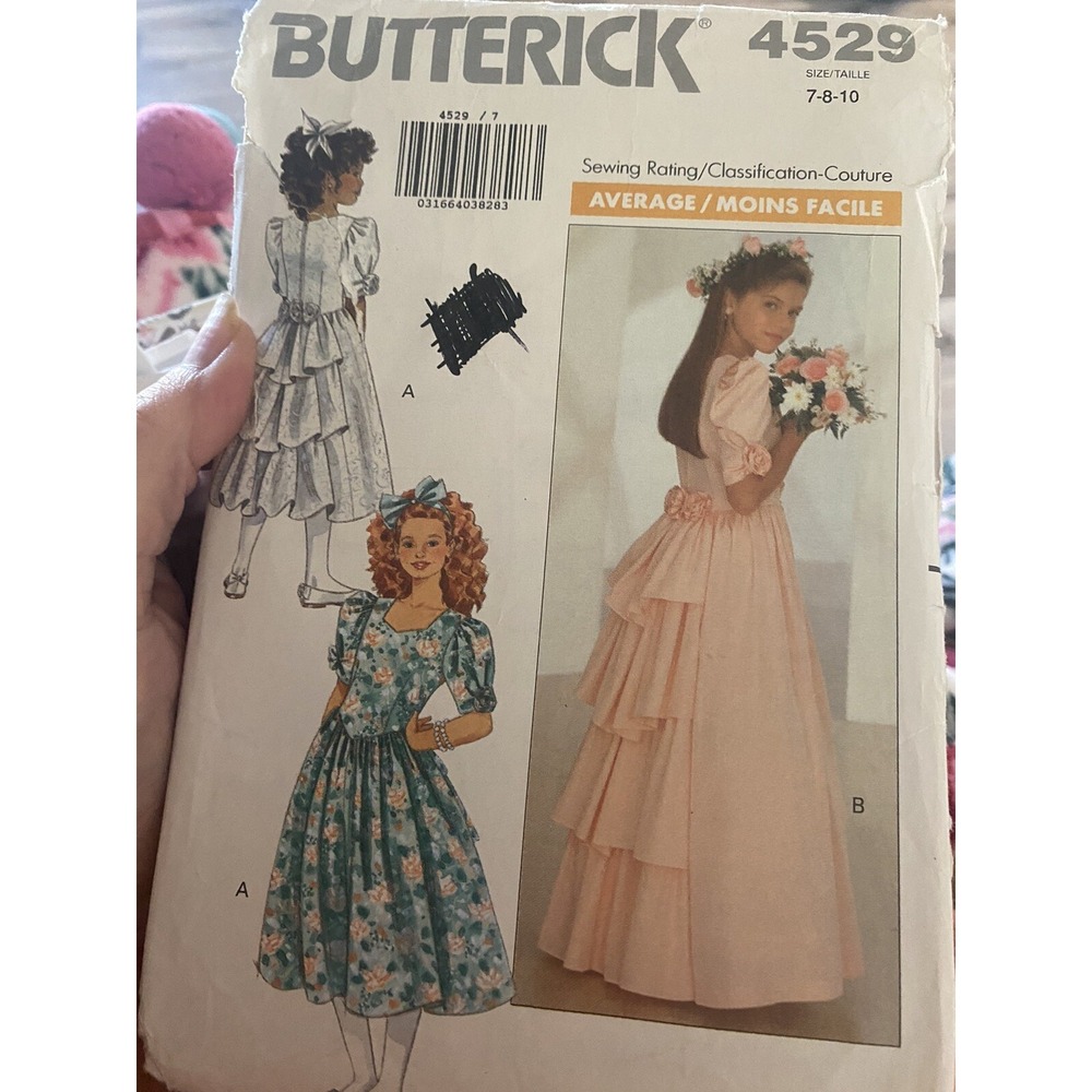 Vintage Butterick Girls Dress Sewing Pattern 4529 Size 7-8-10 Cut Complete